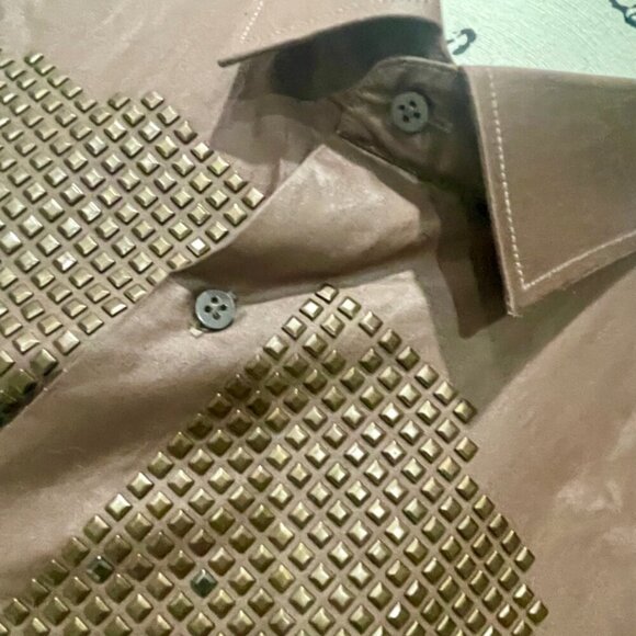 RAFAEL AMAYA SHIRT BUTTON DOWN BY RANGERS LEGEND XL CHOCOLATE STUDDED WESTERN - Picture 15 of 15